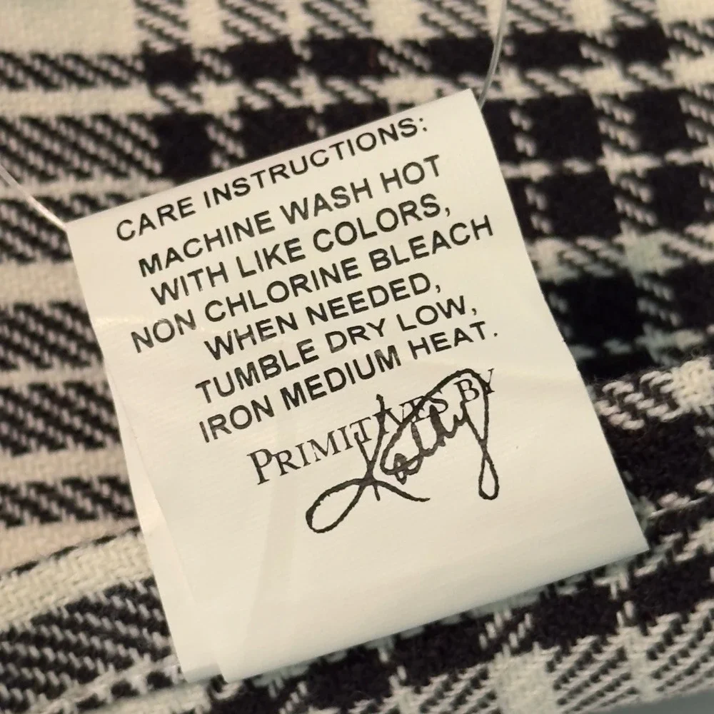 Primitives by Kathy Black White Plaid Cotton Napkins Set of 4 Farmhouse Decor